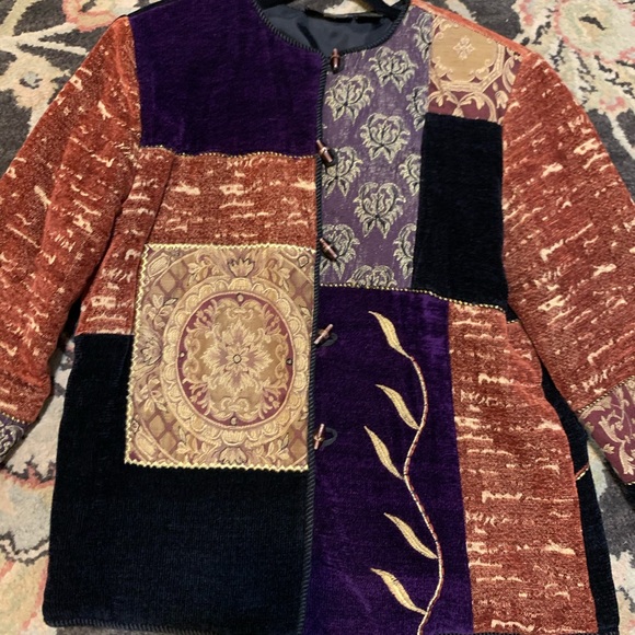 Julia Kim 90s Vintage Jewel Tones Brocade Jacket Shacket - Picture 5 of 15